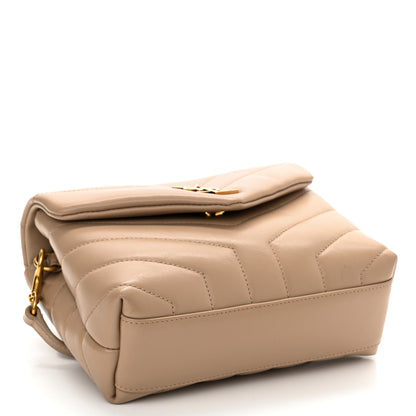 Saint Laurent Calfskin Y Quilted Monogram Toy Loulou Crossbody Bag Latte 4 of 11