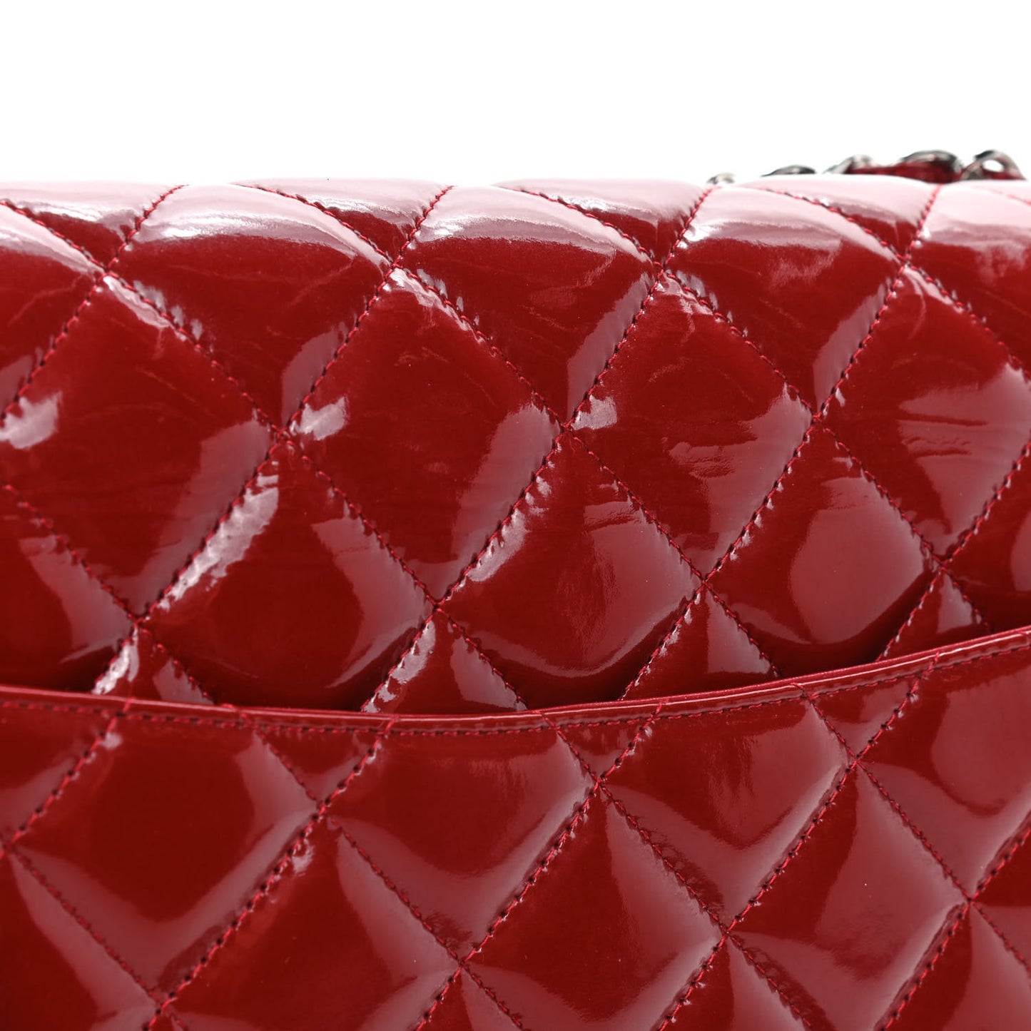 Patent Quilted Jumbo Double Flap Red