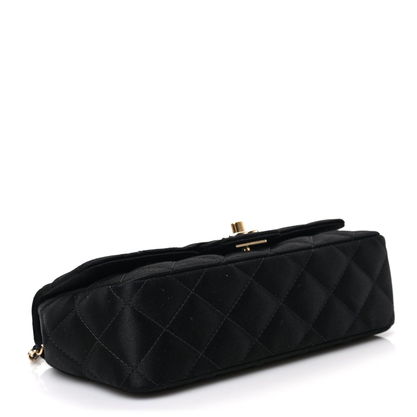 Satin Quilted Mini Rectangular Flap Black
