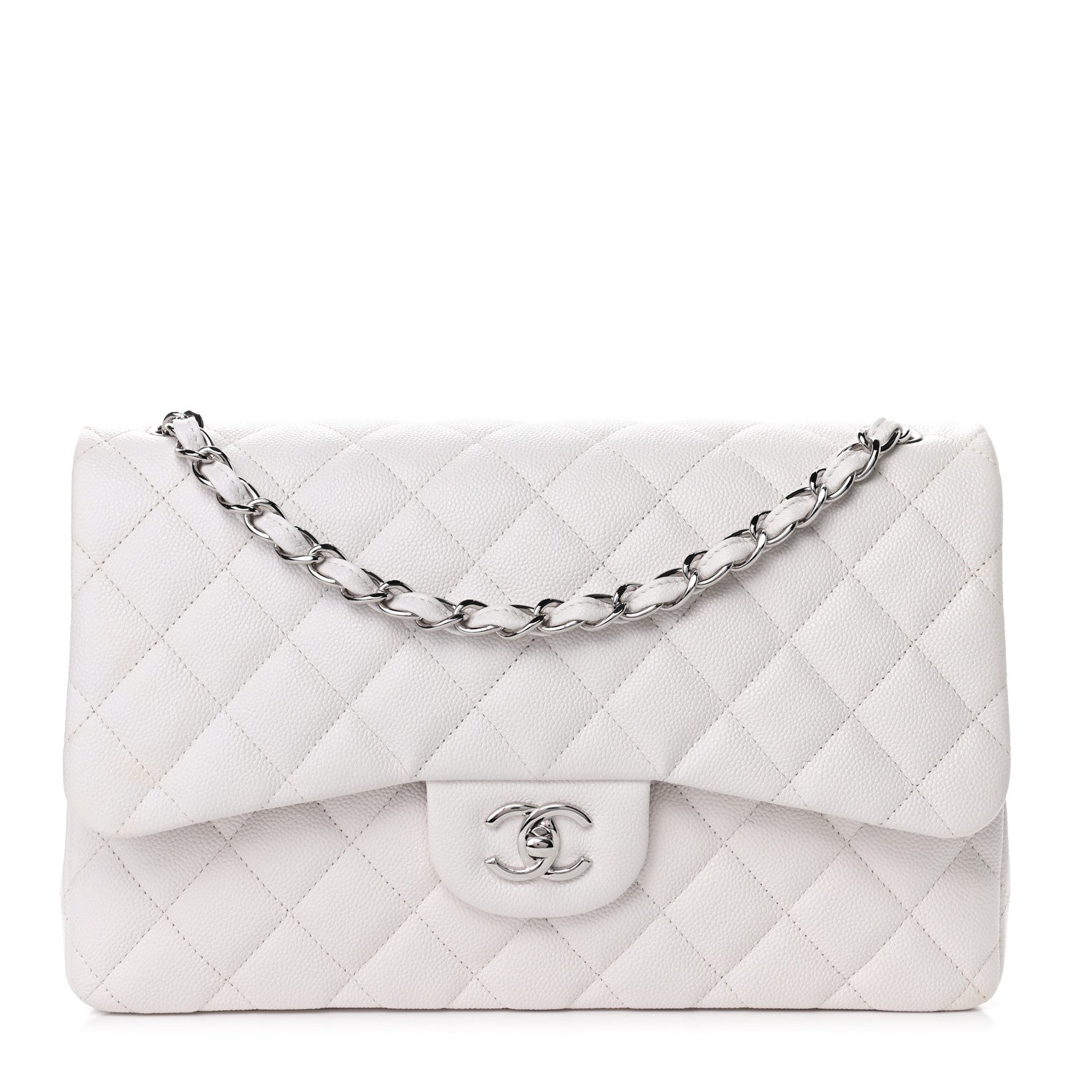 Chanel Caviar Quilted Jumbo Double Flap White 1 of 6