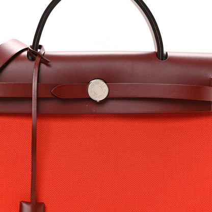 Hermes Vache Hunter Toile Herbag Zip 31 Capucine Rouge H 9 of 11