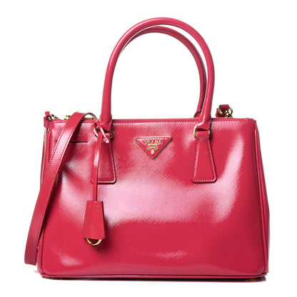 Prada Saffiano Vernice Small Galleria Double Zip Tote Peonia 1 of 11