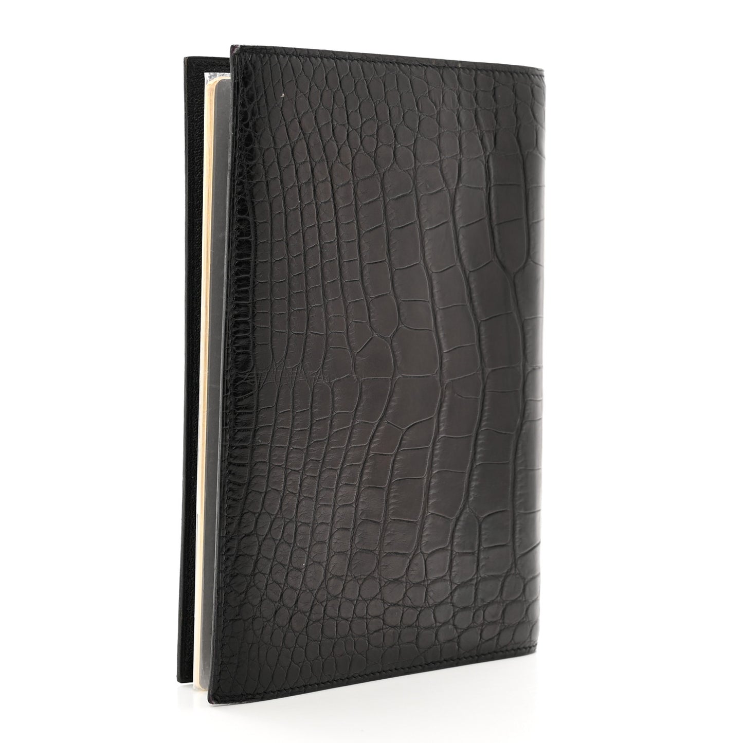Matte Alligator Globe Trotter Agenda Cover Black