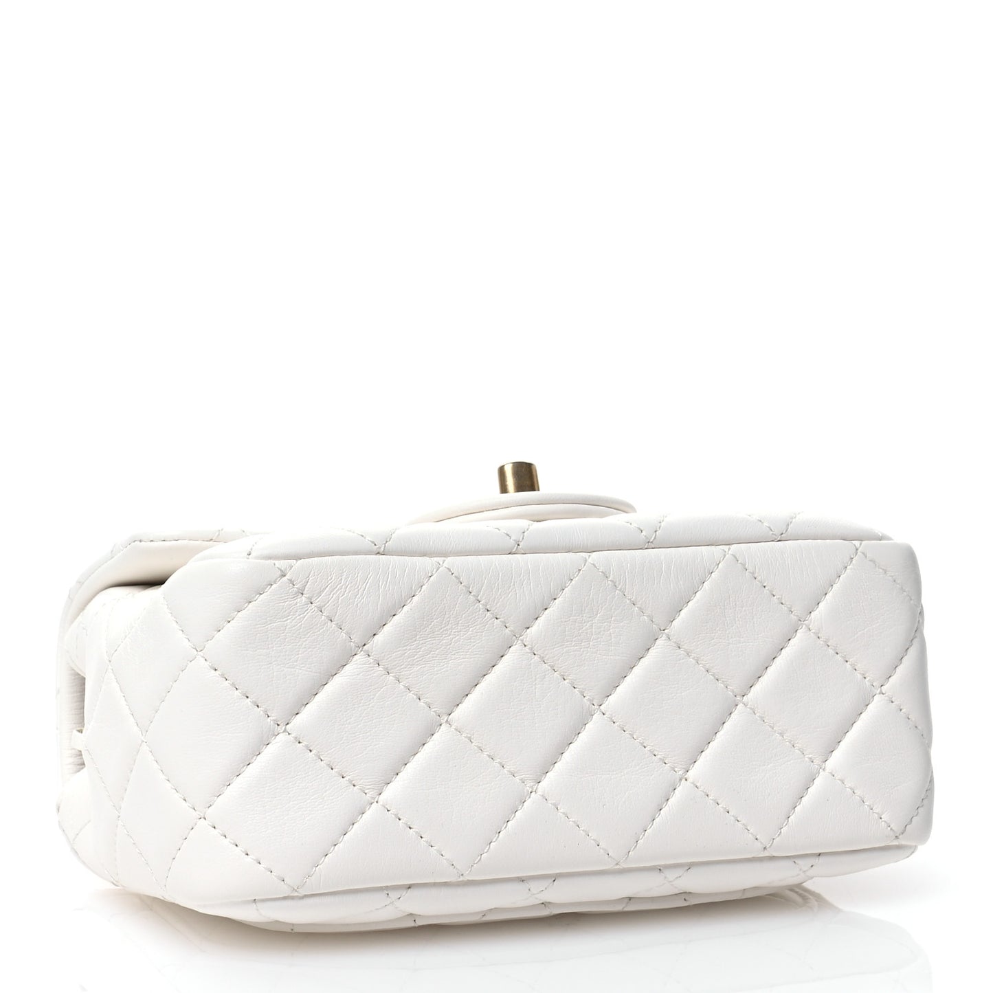 Lambskin Quilted Mini Pearl Crush Flap White