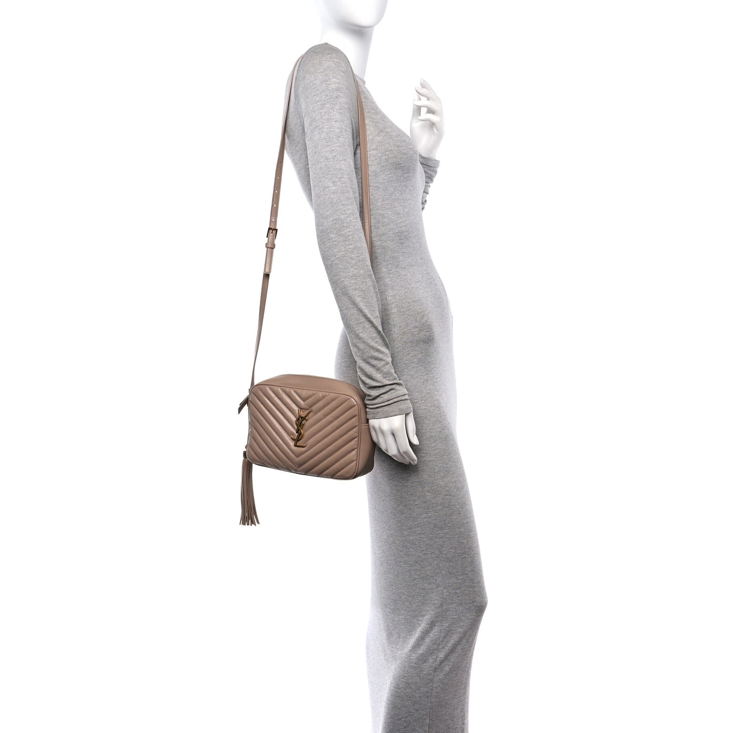 Calfskin Matelasse Monogram Lou Camera Bag Dark Beige