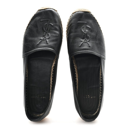 Saint Laurent Lambskin Monogram Espadrilles 39.5 Black 2 of 9