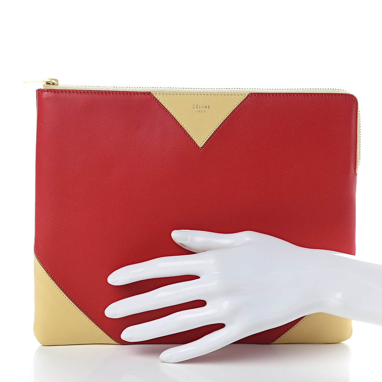 Celine Lambskin Bi-Color Coeur Ipad Clutch Red 2 of 6