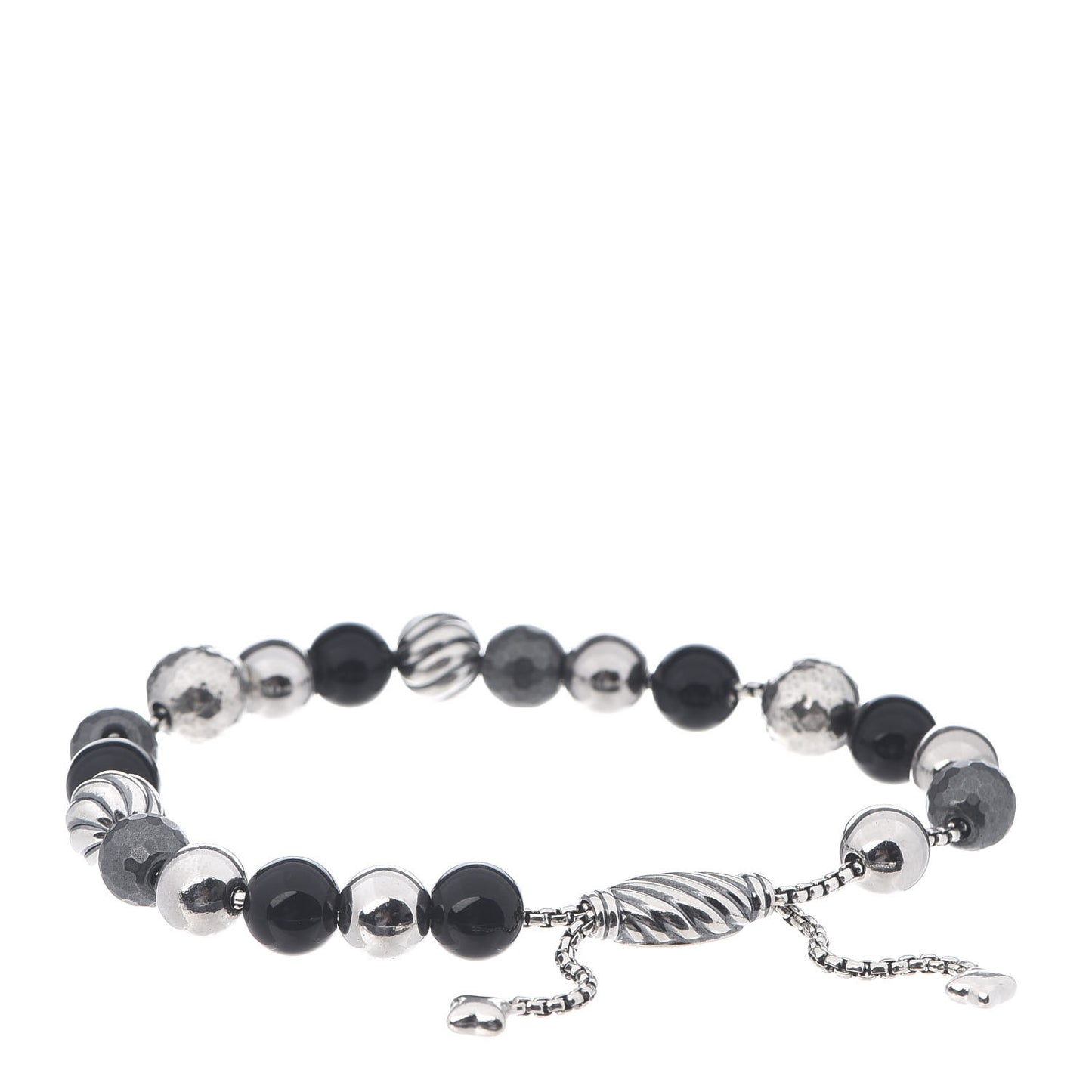 Sterling Silver Black Onyx Hematite 8mm Elements Bead Bracelet