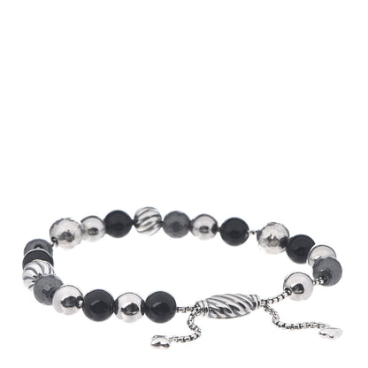 David Yurman Sterling Silver Black Onyx Hematite 8mm Elements Bead Bracelet 3 of 4