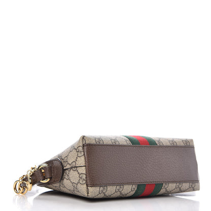 Gucci GG Supreme Monogram Textured Dollar Calfskin Web Small Ophidia Dome Shoulder Bag Beige Ebony New Acero 4 of 8