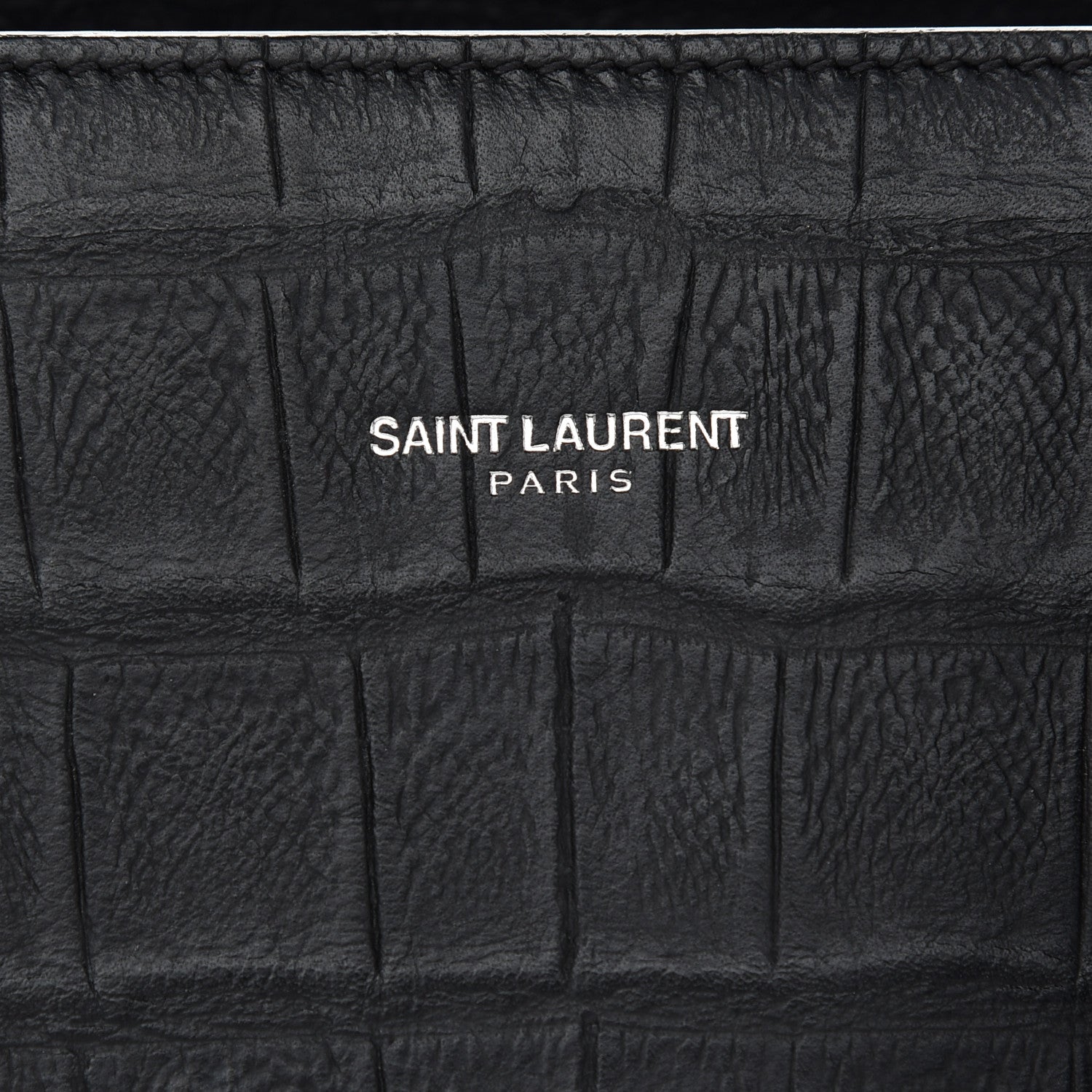 Saint Laurent Calfskin Crocodile Embossed Large Sac De Jour Carryall Black 6 of 10