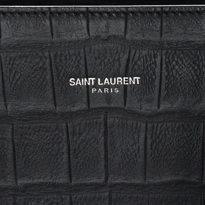Saint Laurent Calfskin Crocodile Embossed Large Sac De Jour Carryall Black 6 of 10