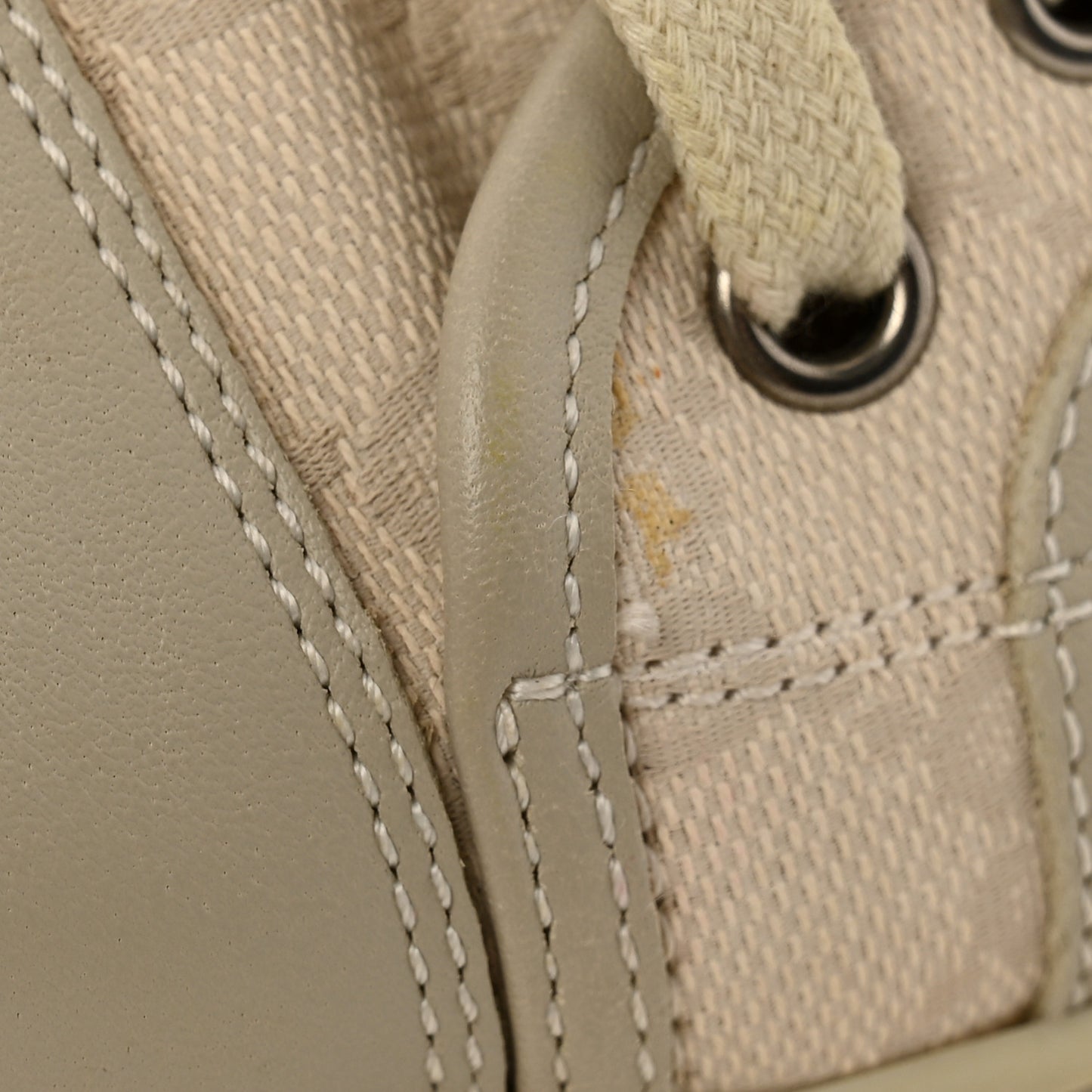 Washed Cotton GG Monogram Calfskin Womens Low Top Sneakers 40 White Mystic White Great White