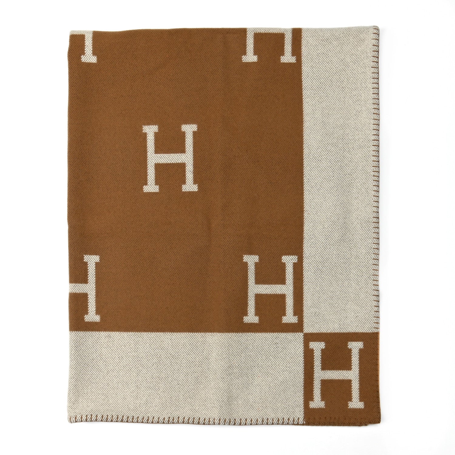 Hermes Wool Cashmere Avalon Blanket Ecru Camel 1 of 3
