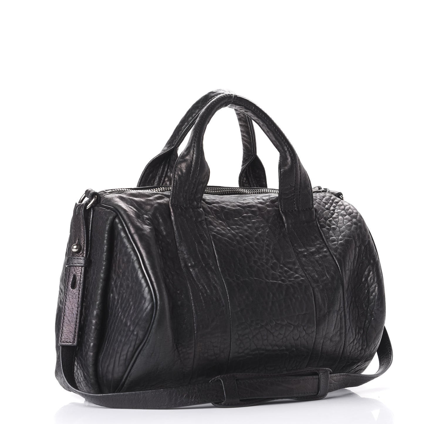Pebbled Lambskin Rocco Black Silver Hardware