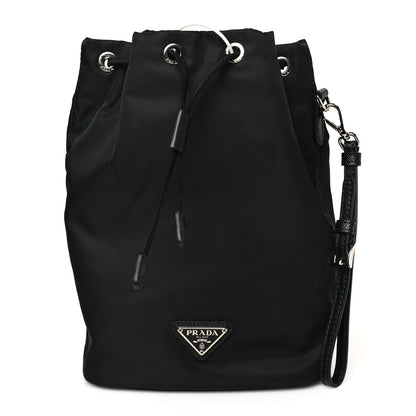 Prada Saffiano Tessuto Nylon Vela Bucket Wristlet Black 1 of 9