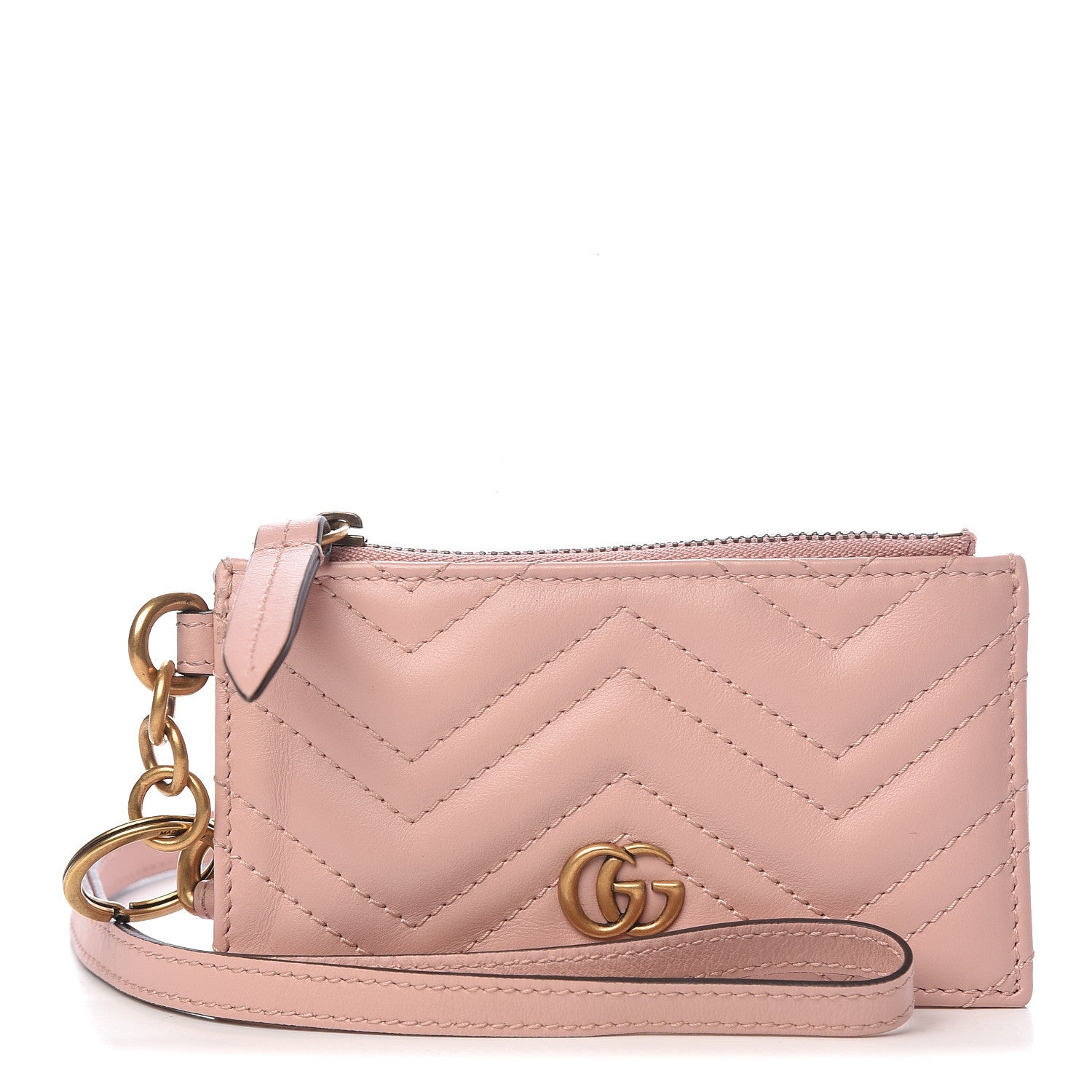 Gucci Calfskin Matelasse GG Marmont Coin Case Card Holder Wristlet Perfect Pink 1 of 7