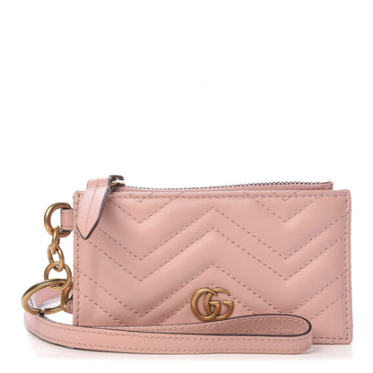 Gucci Calfskin Matelasse GG Marmont Coin Case Card Holder Wristlet Perfect Pink 1 of 7