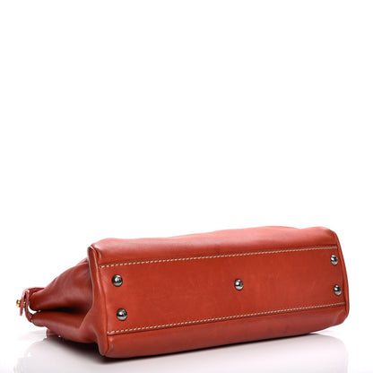 Fendi Vitello Saddle Cuoio Romano Selleria Medium Peekaboo Iconic Satchel Sienna Melon Moro 5 of 16