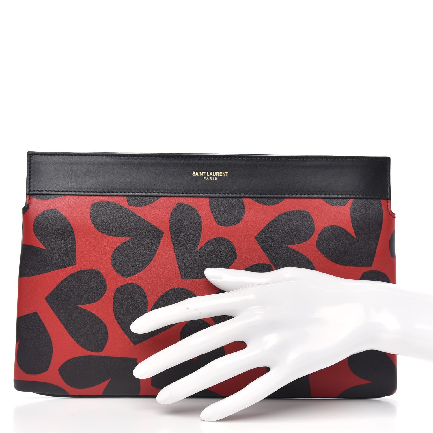 Saint Laurent Nappa Big Hearts Clutch Black Red 2 of 7