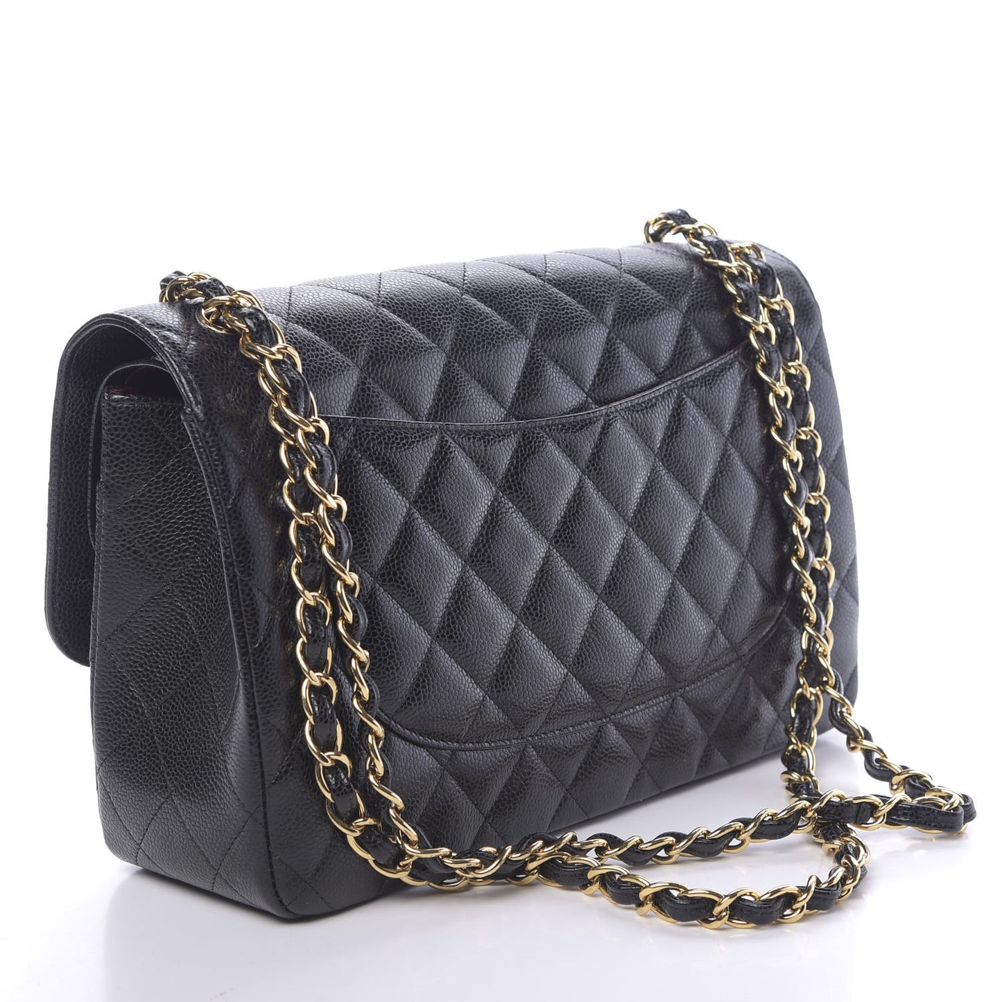 Caviar Quilted Jumbo Double Flap Black