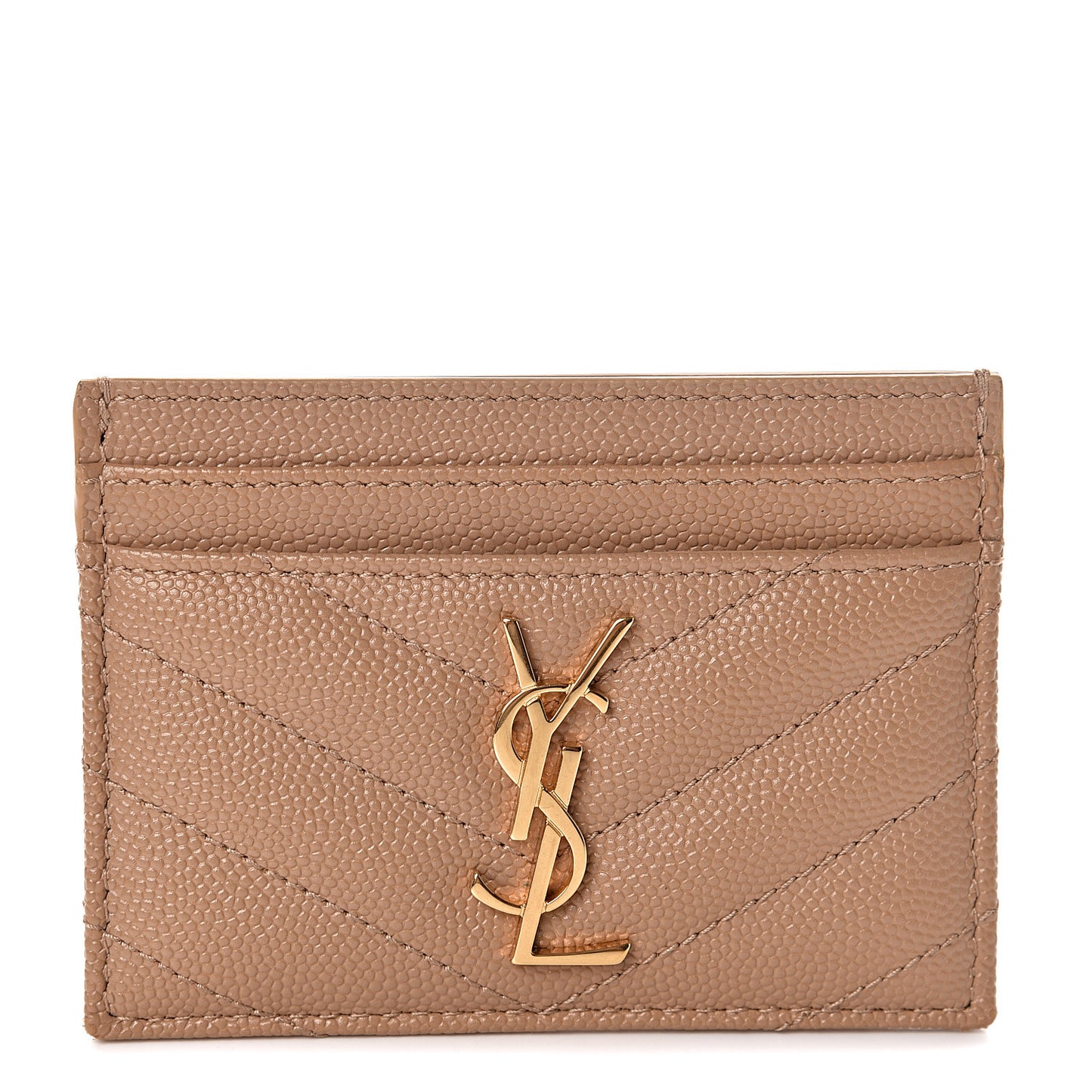 Grain De Poudre Matelasse Chevron Monogram Credit Card Case Cork
