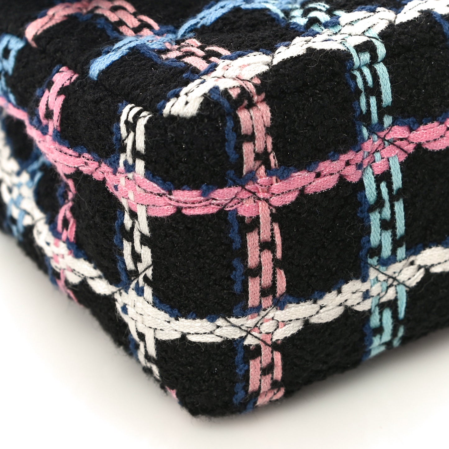 Tweed Quilted Mini Rectangular Flap Black Pink Blue Ecru