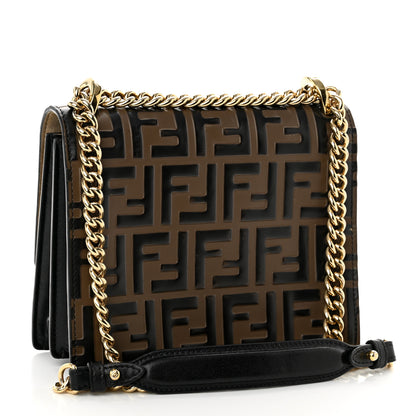 Fendi Vitello Liberty Bi-Color FF 1974 Embossed Small Kan U Shoulder Bag Maya Black 3 of 11