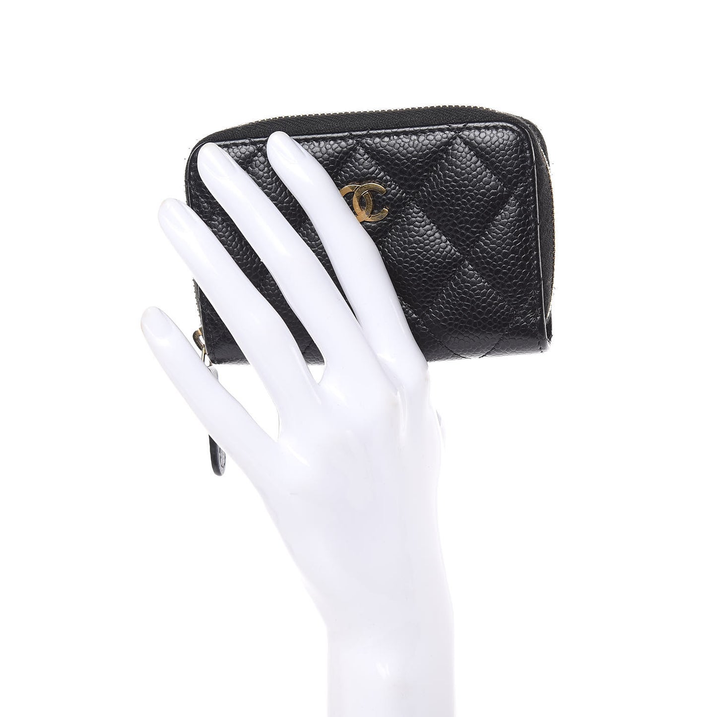 Caviar Quilted Zip Coin Purse Black