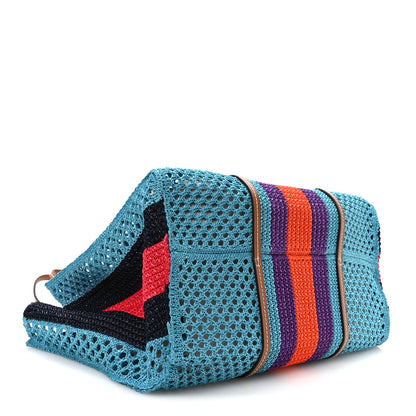 Gucci Raffia Web Woven Interlocking G Tote Blue Multicolor 4 of 10