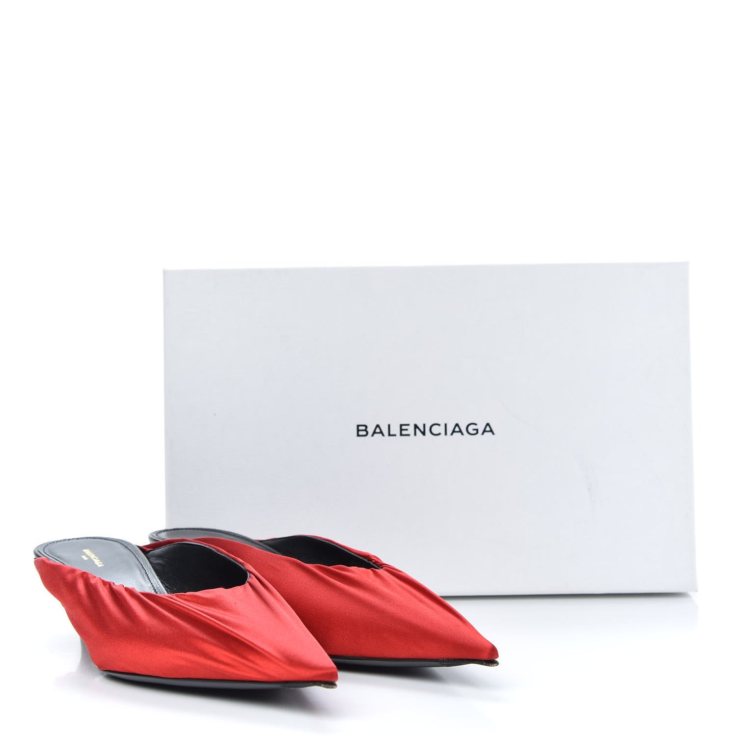 Satin De Soie Skimmer Mules 39.5 Rouge Cardinal