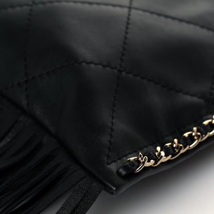 Chanel Calfskin Quilted Fringe Small Shopping Bag Black 12 of 14