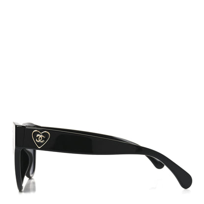 Chanel Acetate Enamel Heart Butterfly Sunglasses 5477-A Black 3 of 7