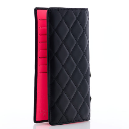 Chanel Calfskin Quilted Cambon Yen Wallet Black White 3 of 5