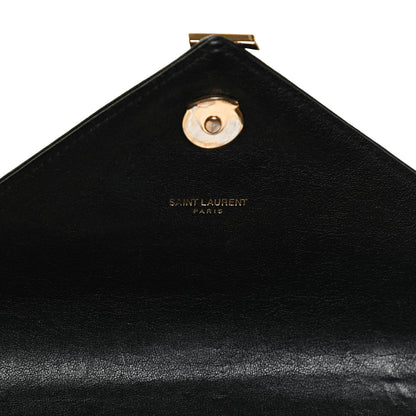 Saint Laurent Sheepskin Matelasse Chevron Monogram Medium College Bag Black 7 of 14