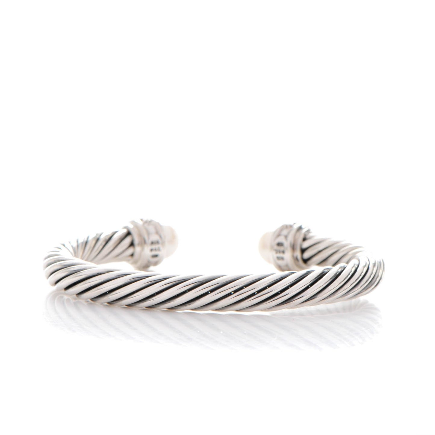 Sterling Silver Diamond Pearl 7mm Cable Classics Bracelet