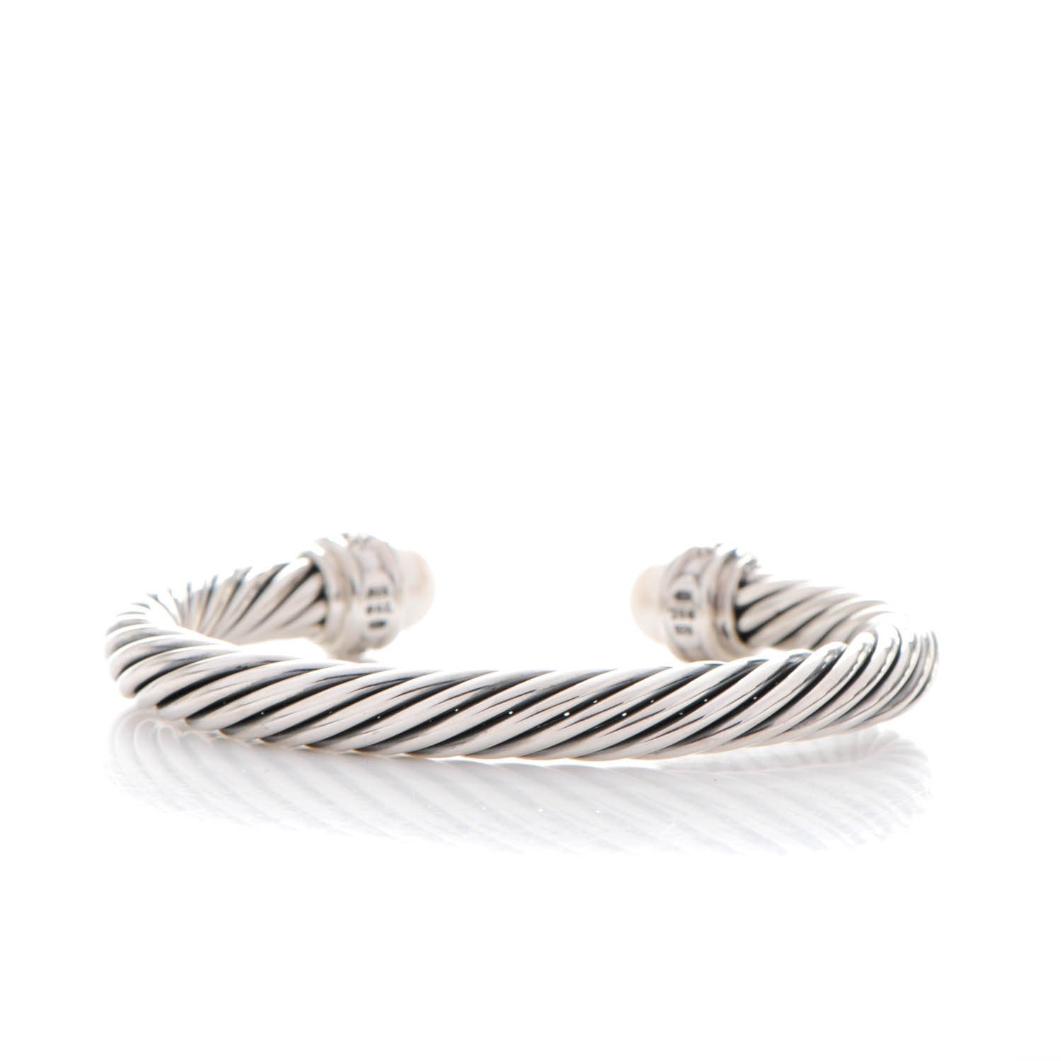 David Yurman Sterling Silver Diamond Pearl 7mm Cable Classics Bracelet 4 of 5