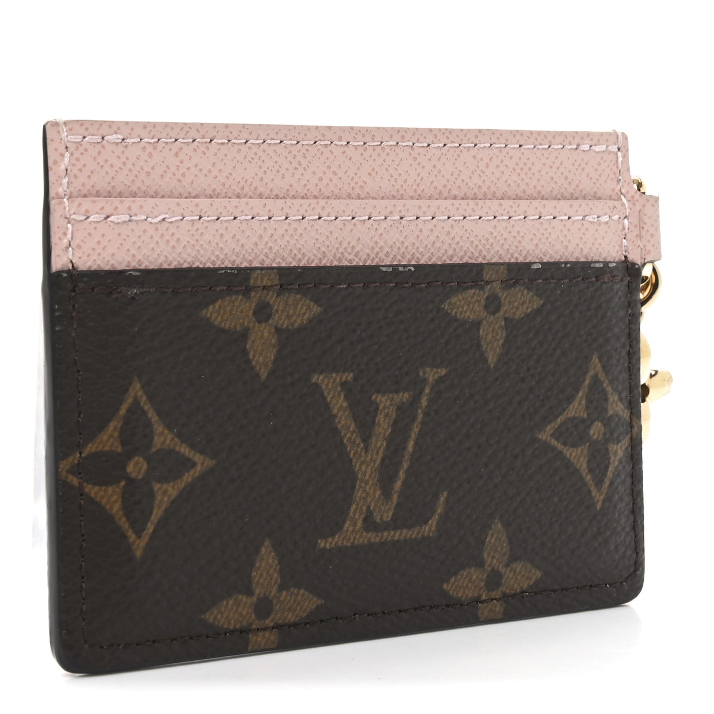 Monogram LV Charms Card Holder Rose Ballerine