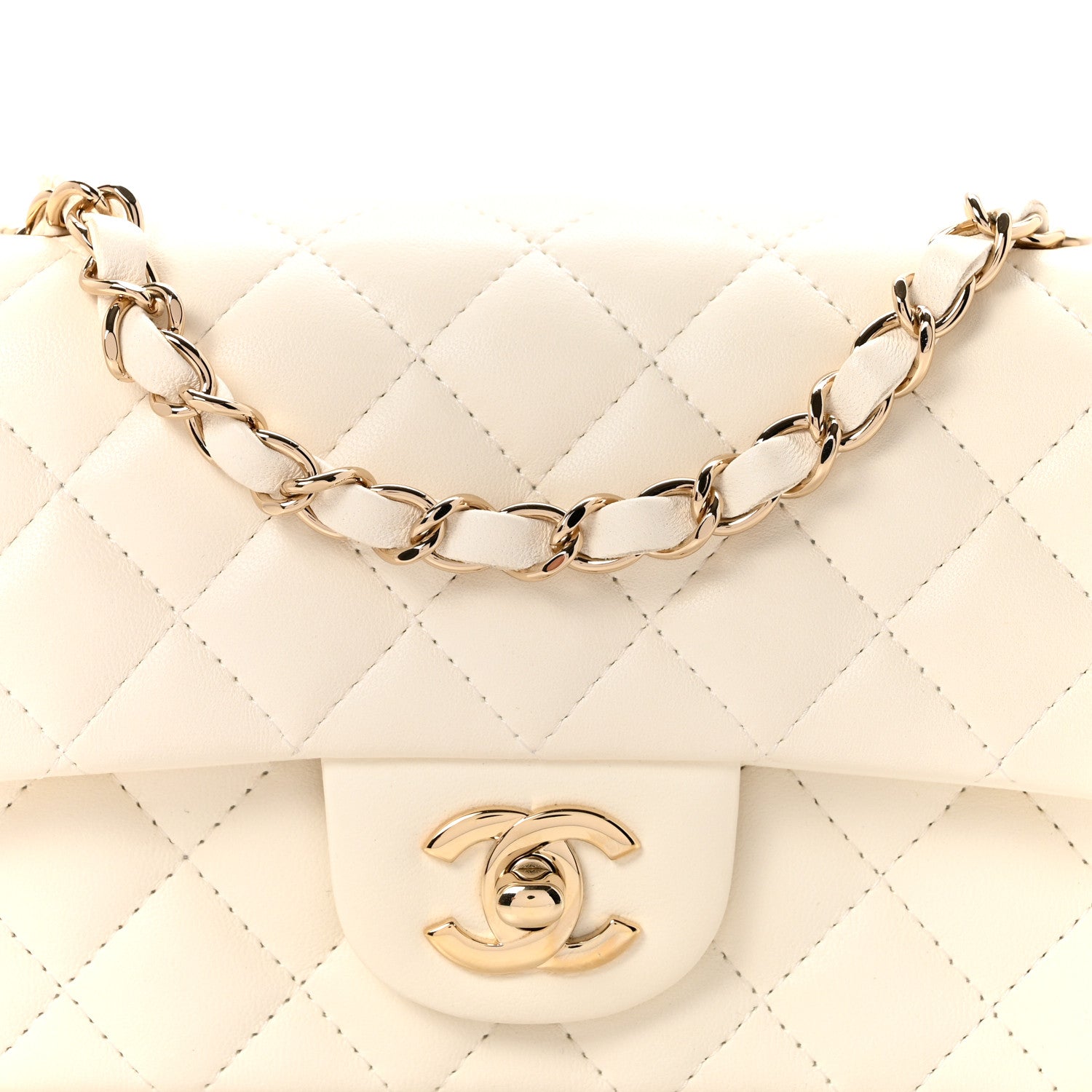 Chanel Lambskin Quilted Mini Rectangular Flap White 8 of 12
