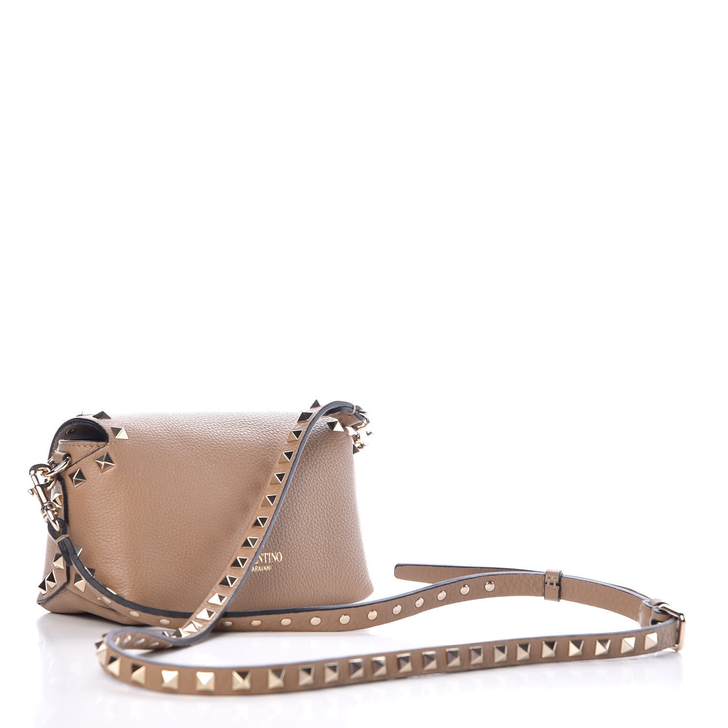 Valentino Garavani Pebbled Calfskin Mini Rockstud Crossbody Bag Deep Alpaca 3 of 7