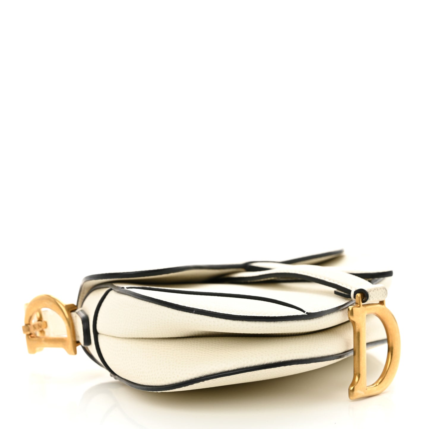Grained Calfskin Mini Saddle Bag White