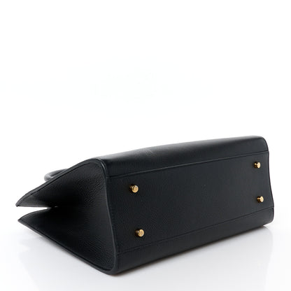 Versace Grained Calfskin Large Virtus Top Handle Shoulder Bag Black 4 of 11