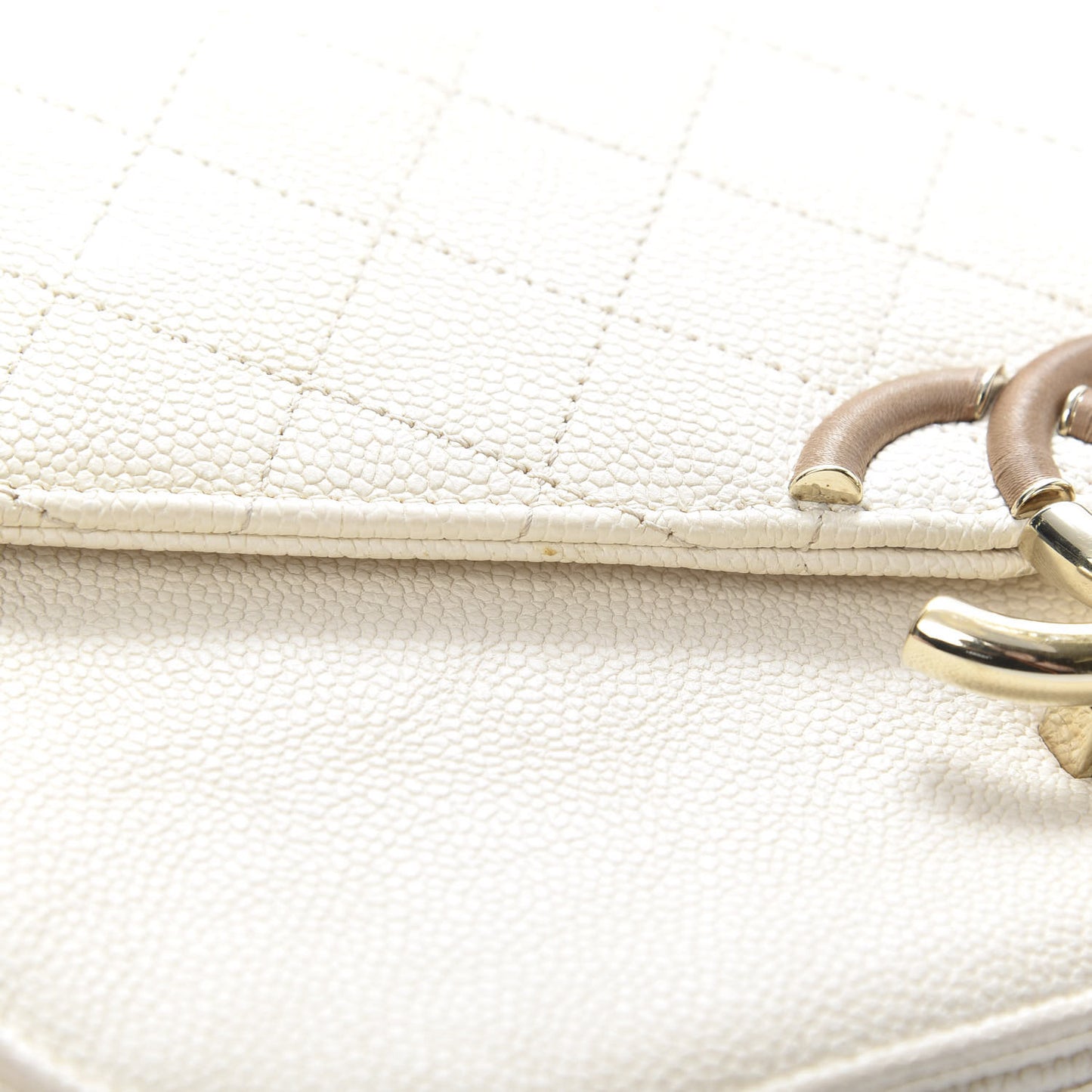Grained Calfskin Quilted Medium Cuba Top Handle Flap Ivory