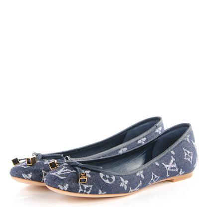 Louis Vuitton Denim Monogram Debbie Ballerina Flats 37.5 Blue 3 of 7
