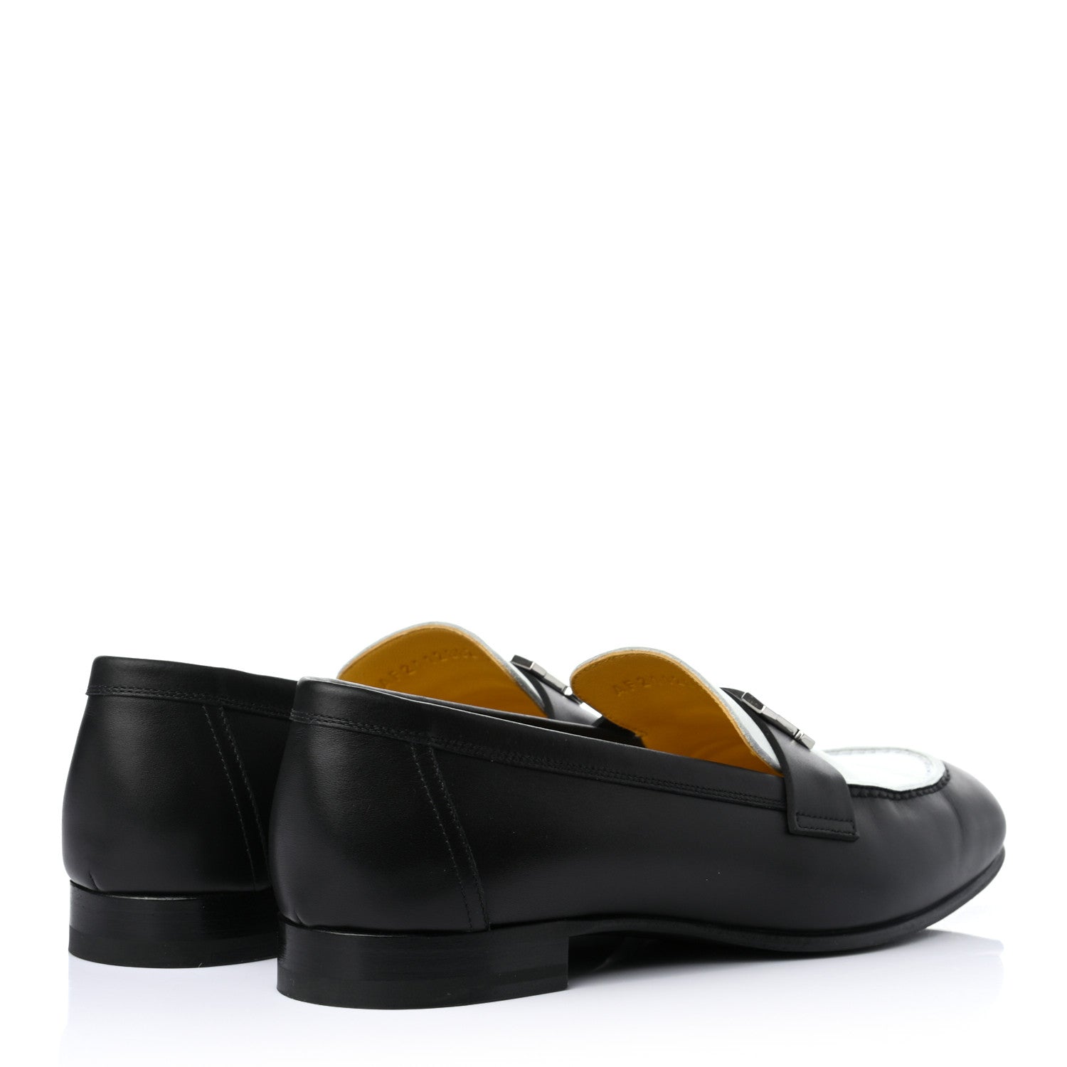 Hermes Calfskin Womens Paris Loafers 38 Black White 4 of 8
