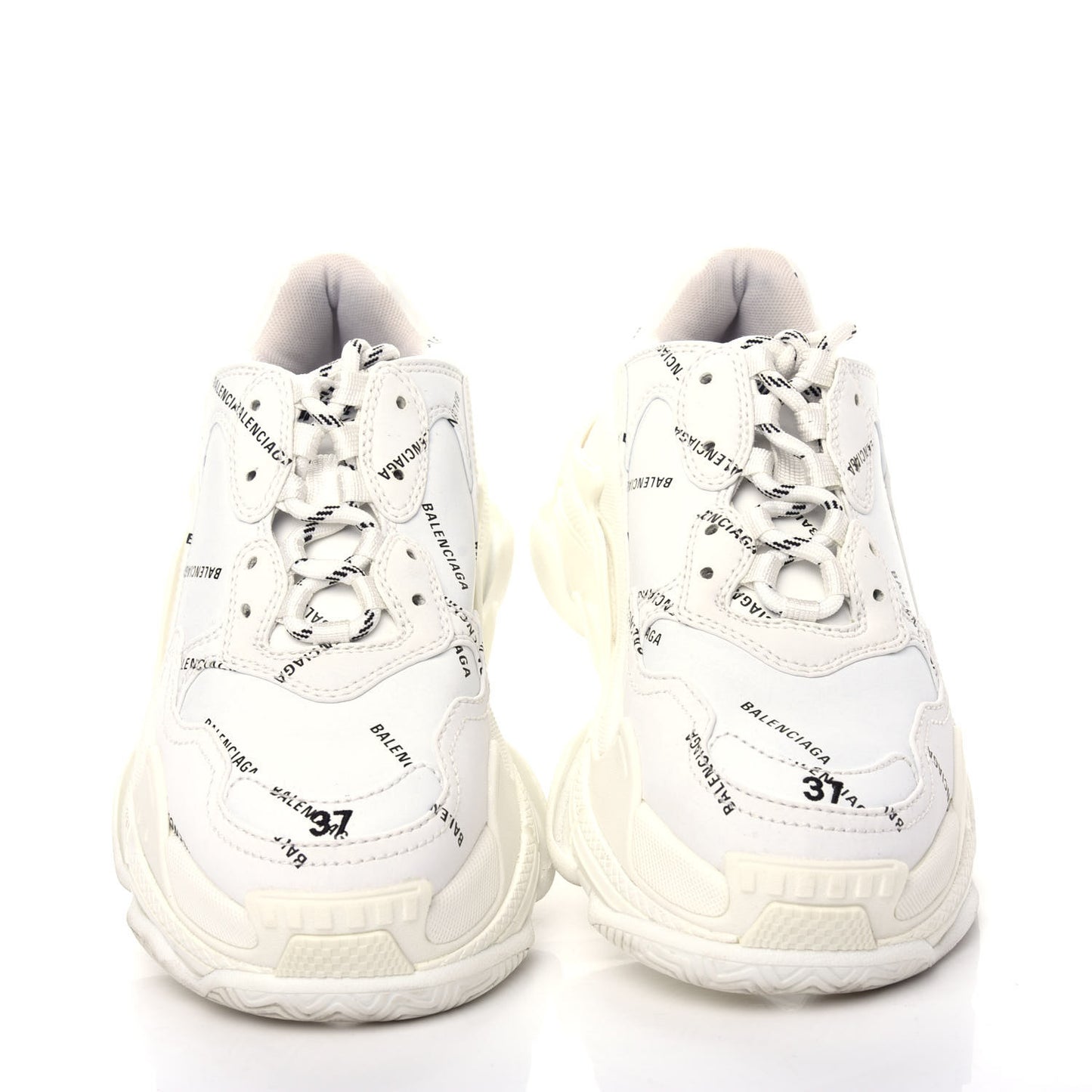 Technical Fabric Allover Logo Womens Triple S Sneakers 37 White Black