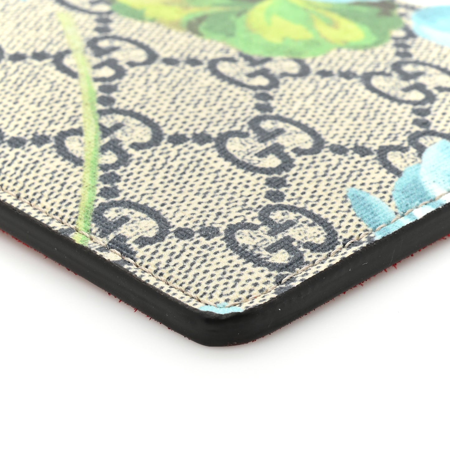 GG Supreme Monogram Blooms Suede Large Zip Pouch Blue
