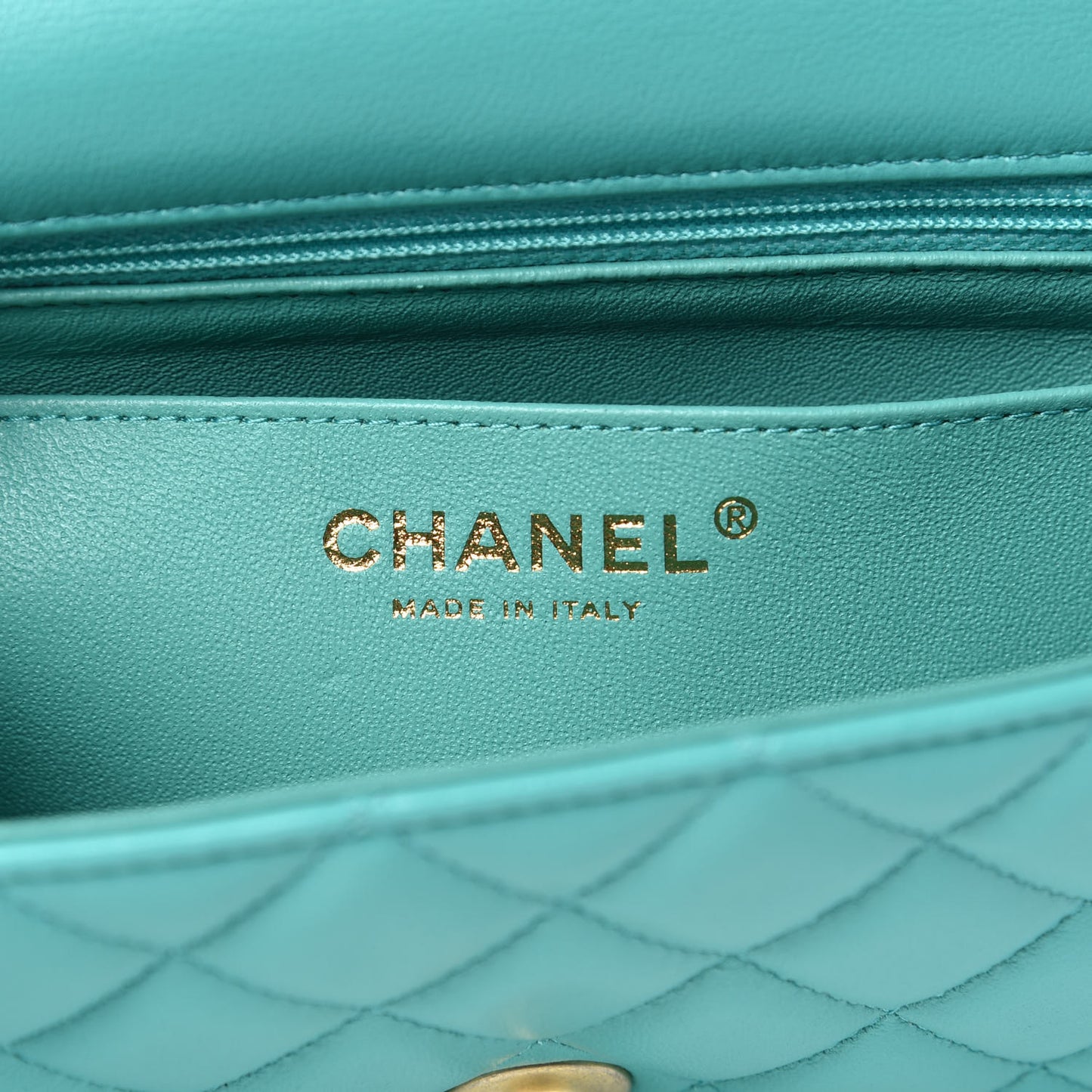 Lambskin Quilted Mini Rectangular Flap Green