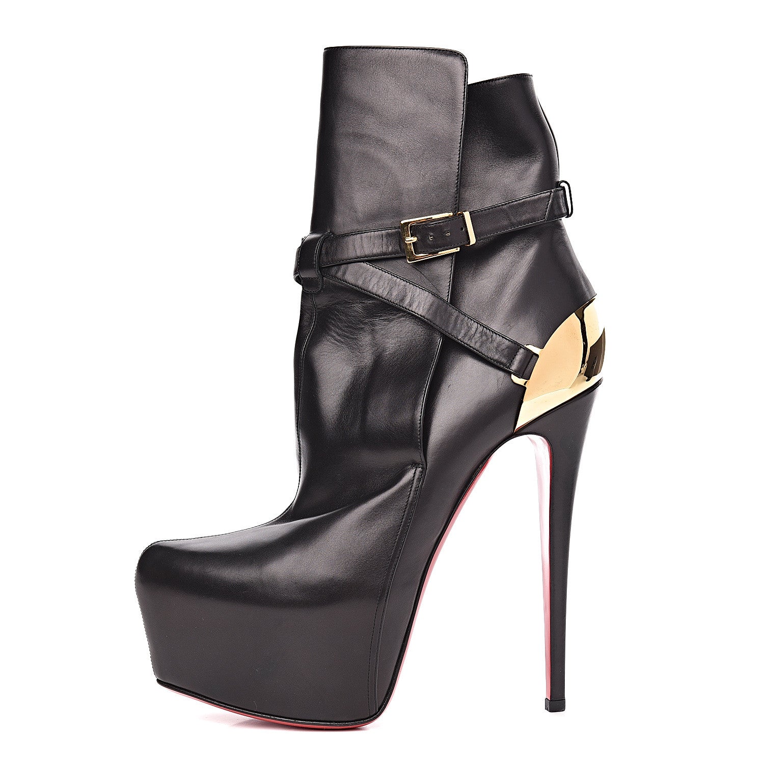 Christian Louboutin Shiny Calfskin Equestria 160 Platform Ankle Boots 40 Black 1 of 8