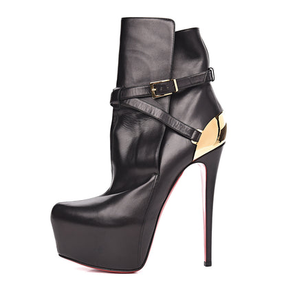 Christian Louboutin Shiny Calfskin Equestria 160 Platform Ankle Boots 40 Black 1 of 8